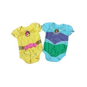 Disney Baby 2 One Pieces Princess Ariel Princess Belle Sz 3-6m